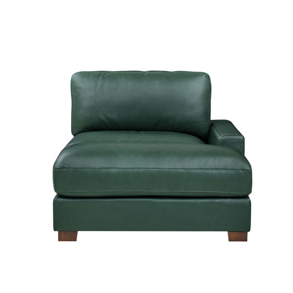 Green leather lounge online chair